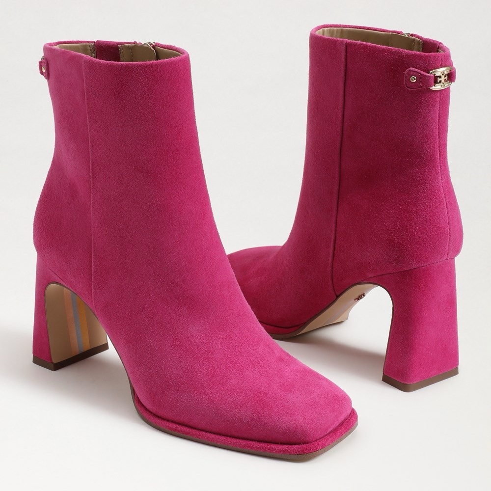 Elegant Pink Suede Ankle Boots Size 6